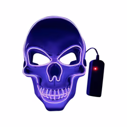 20 Colors Halloween LED Mask DJ Party Light Up Masks Glow In Dark Scary - 17