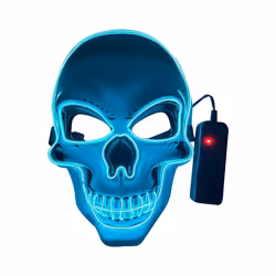 20 Colors Halloween LED Mask DJ Party Light Up Masks Glow In Dark Scary - 15
