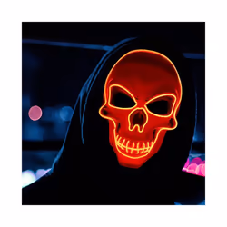 20 Colors Halloween LED Mask DJ Party Light Up Masks Glow In Dark Scary - 16