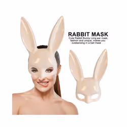 Bunny Ear Rabbit Mask Women Masquerade Rabbit Mask Cosplay Headwear Rabbit - White