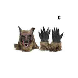 Scary Wolf Latex Mask Realistic and Fierce Werewolf Carnival Headgear - Wolf with gloves