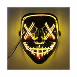 Neon Light LED Mask LED Halloween Scary Mask Cosplay Party Masque Masquerade - Yellow