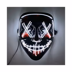 Neon Light LED Mask LED Halloween Scary Mask Cosplay Party Masque Masquerade - White