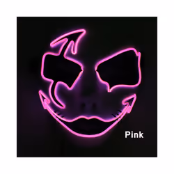 Neon Light LED Mask LED Halloween Scary Mask Cosplay Party Masque Masquerade - Pink 2