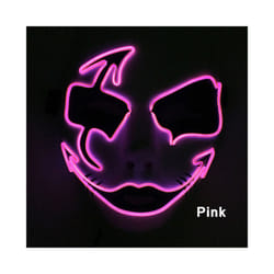 Neon Light LED Mask LED Halloween Scary Mask Cosplay Party Masque Masquerade - Pink 2