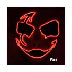 Neon Light LED Mask LED Halloween Scary Mask Cosplay Party Masque Masquerade - Red 2