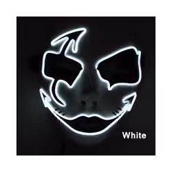 Neon Light LED Mask LED Halloween Scary Mask Cosplay Party Masque Masquerade - White 2