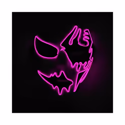 Neon Light LED Mask LED Halloween Scary Mask Cosplay Party Masque Masquerade - Pink 1