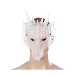 Silica Gel Halloween Dragon Mask 3D Animal Dragon Mask Halloween Carnival - Silica gel White
