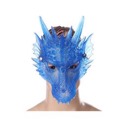 Silica Gel Halloween Dragon Mask 3D Animal Dragon Mask Halloween Carnival - Silica gel blue