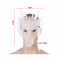 Silica Gel Halloween Dragon Mask 3D Animal Dragon Mask Halloween Carnival - Silica gel blue