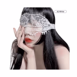 Lady Sexy Lace Eye Mask Blindfolds Black Cutout Patch Blindfolds Hollow - White