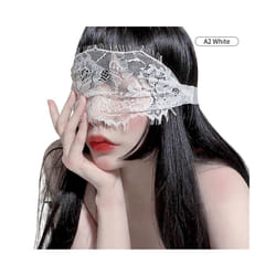 Lady Sexy Lace Eye Mask Blindfolds Black Cutout Patch Blindfolds Hollow - White