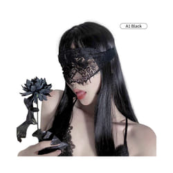 Lady Sexy Lace Eye Mask Blindfolds Black Cutout Patch Blindfolds Hollow - Black