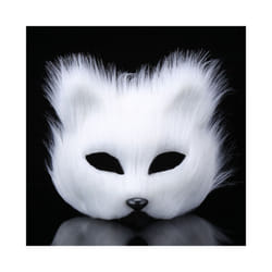 Furry Fox Masks Half Face Eye Mask Cosplay Props Halloween Christmas Carnival - Long-white