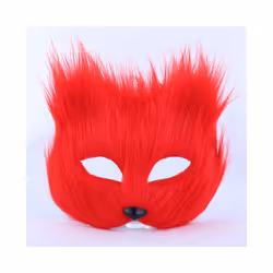 Furry Fox Masks Half Face Eye Mask Cosplay Props Halloween Christmas Carnival - Long-white