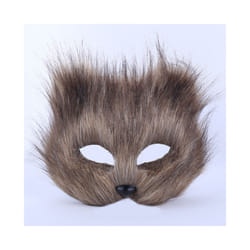 Furry Fox Masks Half Face Eye Mask Cosplay Props Halloween Christmas Carnival - Long-grey