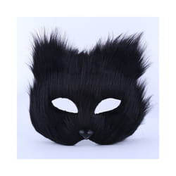 Furry Fox Masks Half Face Eye Mask Cosplay Props Halloween Christmas Carnival - Long-black