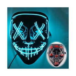 Halloween Luminous LED Mask Purge Masks Election Mascara Costume Mask - transparent blue