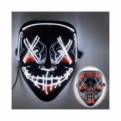 Halloween Luminous LED Mask Purge Masks Election Mascara Costume Mask - white