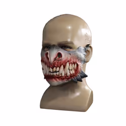 P-Jsmen Horror Mask Halloween Decoration Creepy Teeth Half Face Halloween - Gray