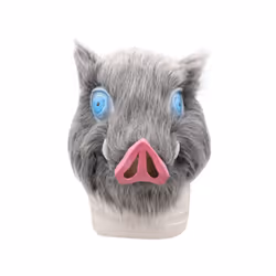 Inosuke Hashibira Mask Helmet Demon Slayer Kimetsu No Yaiba Cosplay Hood - gray mask