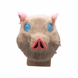 Inosuke Hashibira Mask Helmet Demon Slayer Kimetsu No Yaiba Cosplay Hood - Black