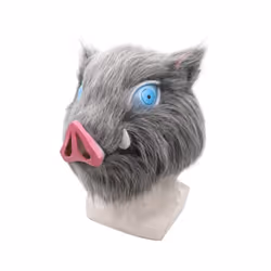 Inosuke Hashibira Mask Helmet Demon Slayer Kimetsu No Yaiba Cosplay Hood - Black