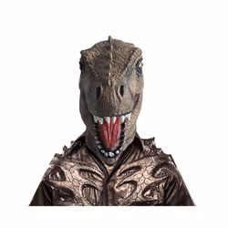 Halloween Dragon Dinosaur Mask Full Face Latex Horror Dinosaur Headgear - Brown
