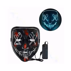 LED Halloween Mask Luminous Glow In The Dark Mascaras Halloween Party - 1pcs white