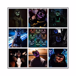 LED Halloween Mask Luminous Glow In The Dark Mascaras Halloween Party - 1pcs red