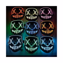 LED Halloween Mask Luminous Glow In The Dark Mascaras Halloween Party - 1pcs red
