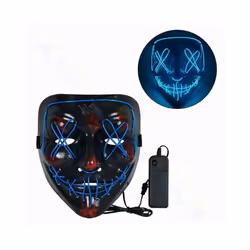 LED Halloween Mask Luminous Glow In The Dark Mascaras Halloween Party - 1pcs blue