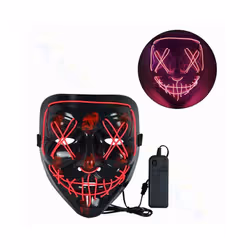 LED Halloween Mask Luminous Glow In The Dark Mascaras Halloween Party - 1pcs pink