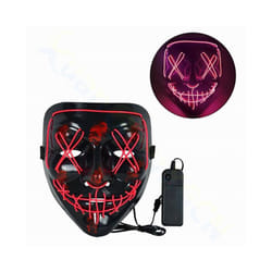 LED Halloween Mask Luminous Glow In The Dark Mascaras Halloween Party - 1pcs pink