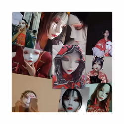 Animistic Beautiful Women Mask Halloween Cosplay Face Cover Adult Full - 1