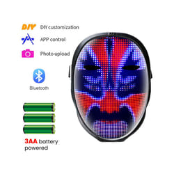 LED Illuminated Mask Halloween APP Programmable Full-Color Mask Bluetooth - AA Battery Bluetooth