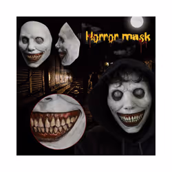Creepy Halloween Zombie Mask The Evil Cosplay Props Long Hair Scary Mask - white-1