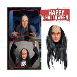Creepy Halloween Zombie Mask The Evil Cosplay Props Long Hair Scary Mask - Black-9