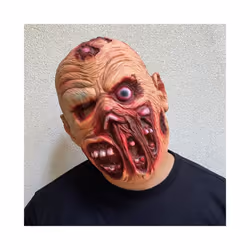 Creepy Halloween Zombie Mask The Evil Cosplay Props Long Hair Scary Mask - Black-7