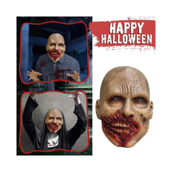 Creepy Halloween Zombie Mask The Evil Cosplay Props Long Hair Scary Mask - Khaki-3