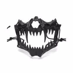 Unisex Japanese Anime Dragon God Skeleton Half Face Mask Cosplay Animal - B black