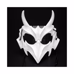 Unisex Japanese Anime Dragon God Skeleton Half Face Mask Cosplay Animal - A black