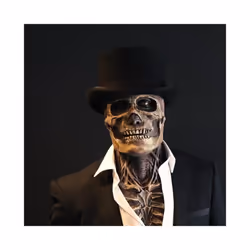 Newest Skeleton Bio-Mask Halloween Horror Mask Party Cosplay Props Silicone - Grey skull and Hat
