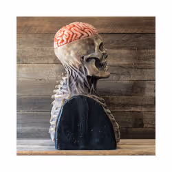 Newest Skeleton Bio-Mask Halloween Horror Mask Party Cosplay Props Silicone - Grey skull and Hat