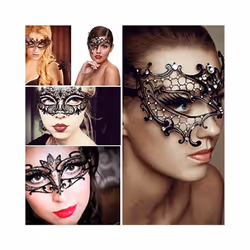 Women Hollow Lace Masquerade Face Mask Sexy Cosplay Prom Party Props Costume - P