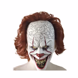 Terrifying Clown Latex Luminous Cosplay Mask Scary Halloween Led Wig Clown - Canine no light