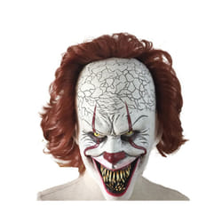 Terrifying Clown Latex Luminous Cosplay Mask Scary Halloween Led Wig Clown - Canine no light