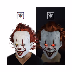 Terrifying Clown Latex Luminous Cosplay Mask Scary Halloween Led Wig Clown - Canine no light