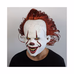Terrifying Clown Latex Luminous Cosplay Mask Scary Halloween Led Wig Clown - Smile no light